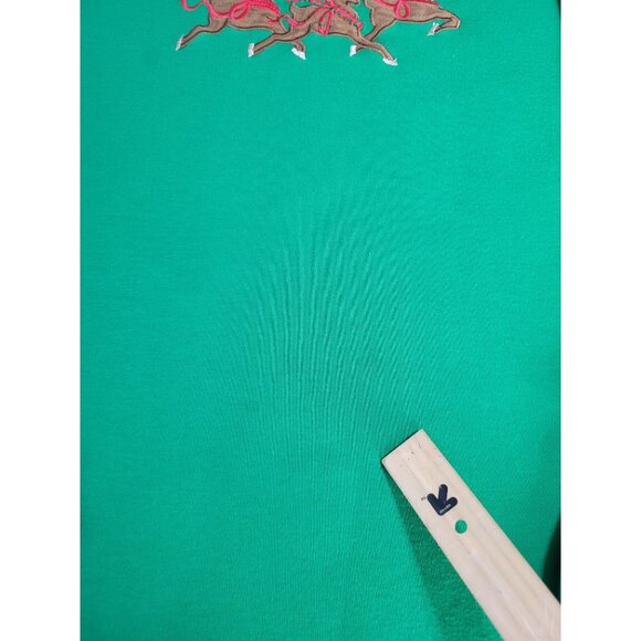 Paradise Bay Misses Size LG Christmas Holiday Reindeer Long Sleeve Shirt Green - Picture 8 of 11